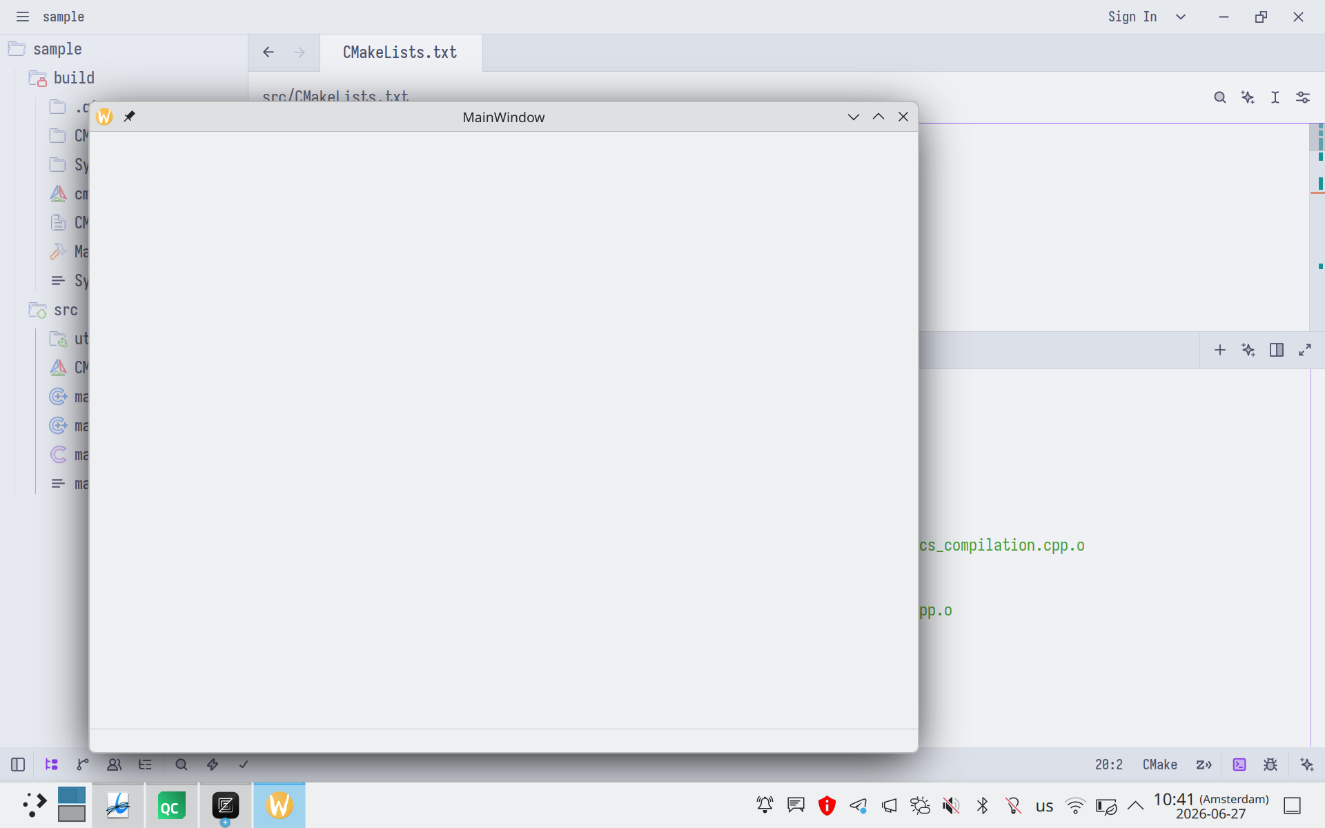 A Qt6 application within Wayland in Plasma 6